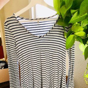 Comfortable Horizontal Striped Shirt-Dress Tunic